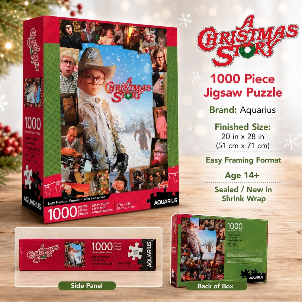 A Christmas Story 1000 Piece Jigsaw Puzzle Aquarius Movie Collage‎ 20x28 NEW